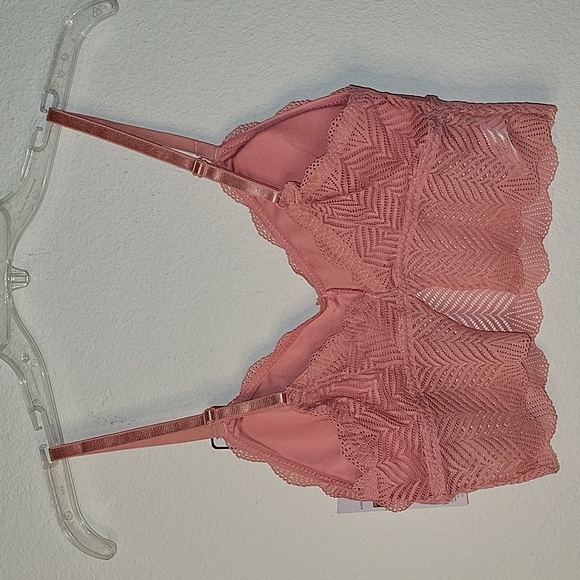 2pk M Adrienne Vittadini Longline Geo Lace Bralette, removable pads,Rose, NWT - Picture 5 of 13
